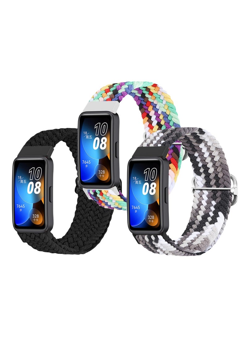 Strap for Huawei Band 10/9/8 Hand-woven Adjustable Strap,Compatible for Huawei Band 10/9/8 Replacement Nylon Wristband Strap,Colorful Black - Image 5