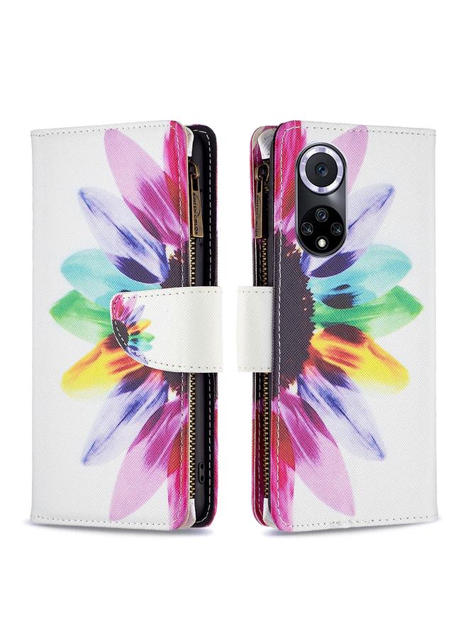 S-TOP Case For Honor 50 / Huawei nova 9 Colored Drawing Pattern Zipper Leather Phone Case - Image 2