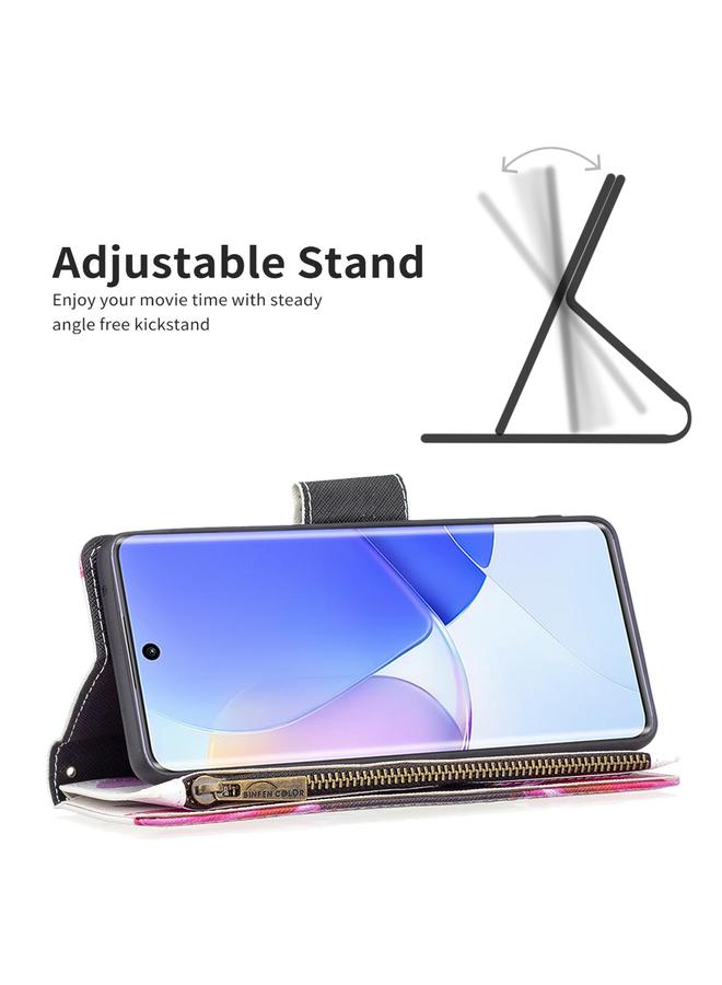 S-TOP Case For Honor 50 / Huawei nova 9 Colored Drawing Pattern Zipper Leather Phone Case - Image 3