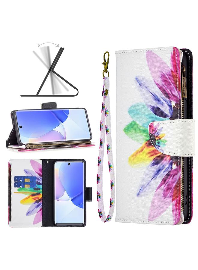 S-TOP Case For Honor 50 / Huawei nova 9 Colored Drawing Pattern Zipper Leather Phone Case - Image 1