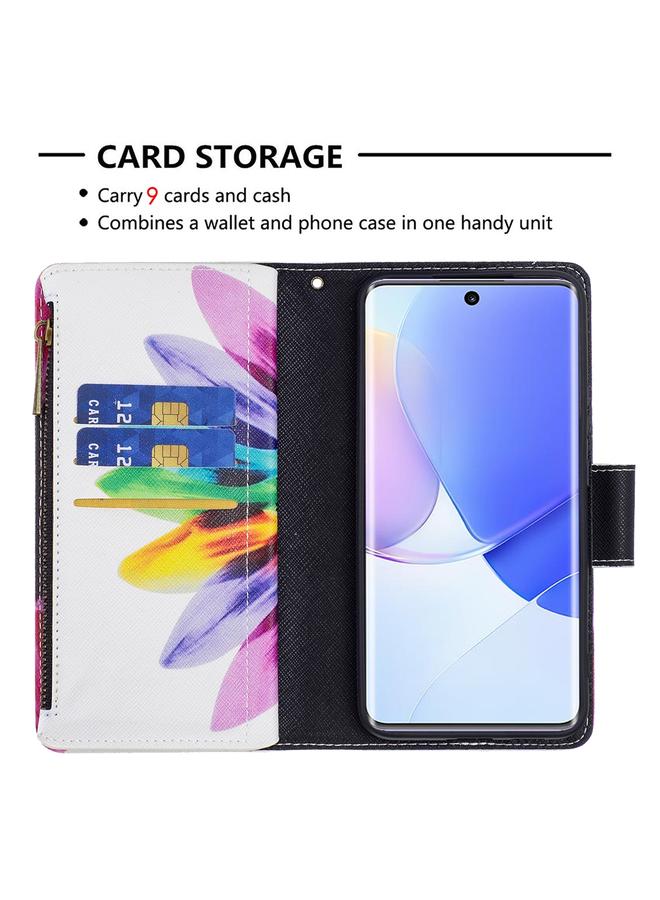 S-TOP Case For Honor 50 / Huawei nova 9 Colored Drawing Pattern Zipper Leather Phone Case - Image 4