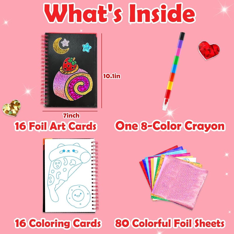 FUNNYB&G Indoor outdoor all-purpose fit Foil Art Kit - Foil Crafts for Kids, Toys for Girls 4-10 Years Old, No Mess Travel Essentials, Kids Toys, Girls Gifts, Birthday Gift, Coloring Books for Kids Slow wear optimized quality - Image 3