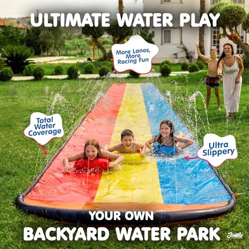 JAMBO Premium Slip Splash and Slide Three Way Sprinkler System with 3 Body Boards 16Ft Water Slide with Advanced Sprinklers System Backyard Waterslide Outdoor Water Toys Slides for Kids - Image 5
