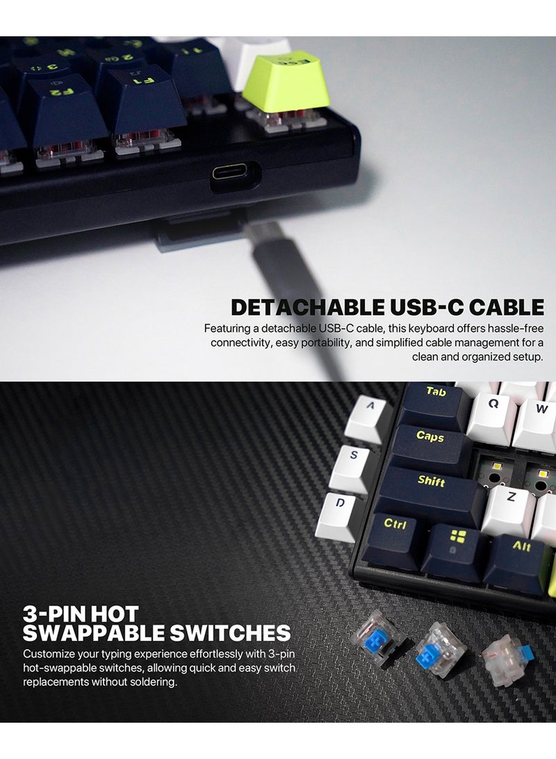 FANTECH Wired Gaming Keyboard,87-Key Mechanica Wired RGB Backlit Keyboard,Blue Switches,Ultra-Compact Anti-Ghosting Full Keys Keyboard RGB LED Lighting,Compact Hot-Swappable Mechanical Keyboard for PC/Mac/Laptop/Wins(White) - Image 4