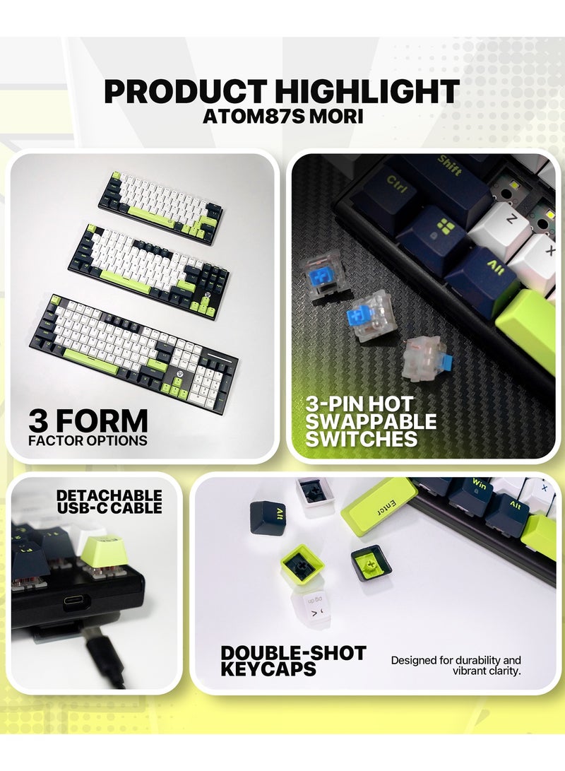 FANTECH Wired Gaming Keyboard,87-Key Mechanica Wired RGB Backlit Keyboard,Blue Switches,Ultra-Compact Anti-Ghosting Full Keys Keyboard RGB LED Lighting,Compact Hot-Swappable Mechanical Keyboard for PC/Mac/Laptop/Wins(White) - Image 2