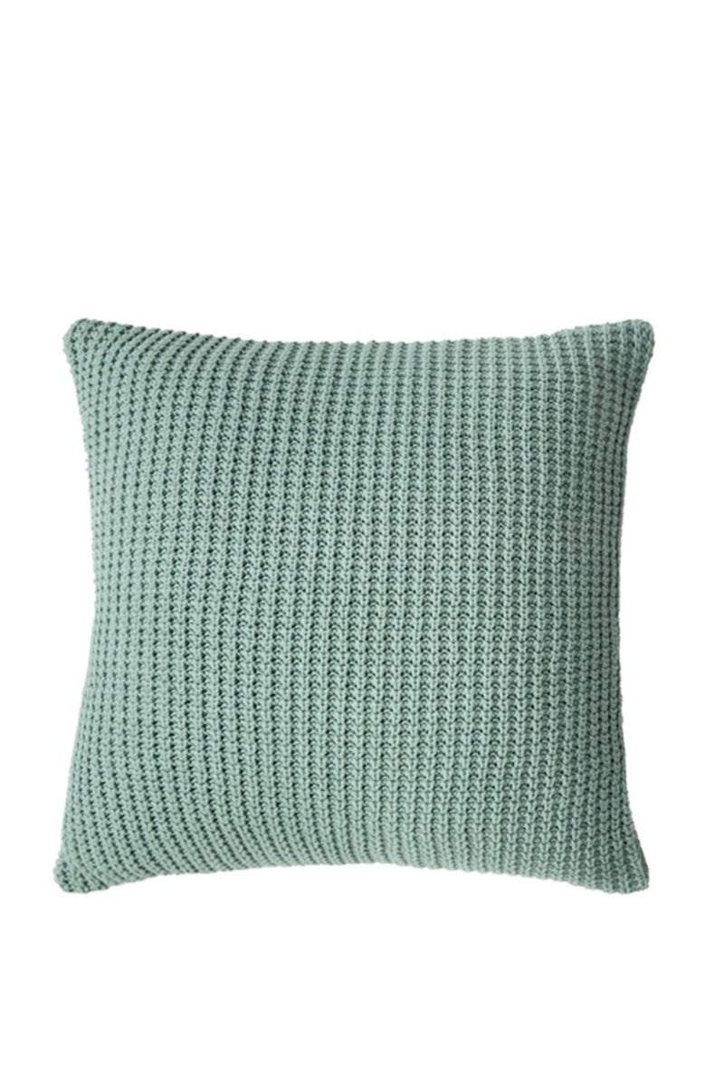 GOLD MANTIS 100% Cotton Knitted Cushion Cover 45x45cm – Decorative Throw Pillow Case with Hidden Zipper for Sofa, Bed & Couch (tourquise) - Image 1