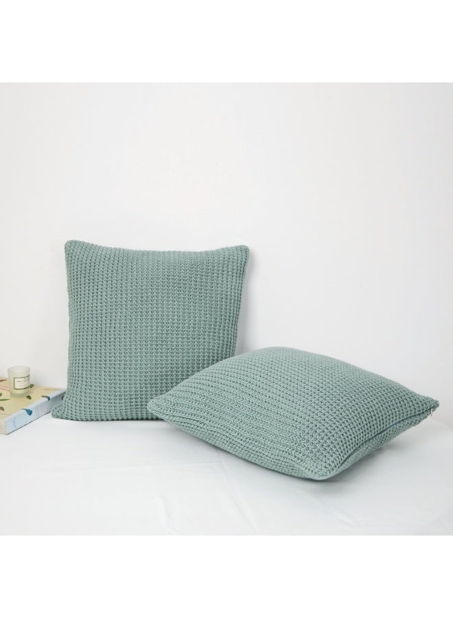 GOLD MANTIS 100% Cotton Knitted Cushion Cover 45x45cm – Decorative Throw Pillow Case with Hidden Zipper for Sofa, Bed & Couch (tourquise) - Image 3