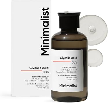 Minimalist 8 Glycolic Acid Toner for Glowing Skin MultiFunctional Exfoliating Toner with Bamboo Water for Body Face Underarms Scalp For Women Men 5 Fl Oz 150 ml - Image 1