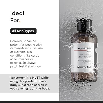Minimalist 8 Glycolic Acid Toner for Glowing Skin MultiFunctional Exfoliating Toner with Bamboo Water for Body Face Underarms Scalp For Women Men 5 Fl Oz 150 ml - Image 4