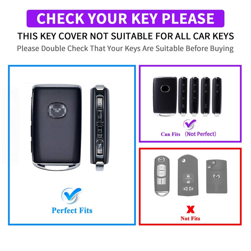 QBUC 2PCS for Mazda Silicone Rubber Key Fob Cover, Key Case with Keychain for 2019-2025 for Mazda 3 6 Cx-5 Cx-50 Cx-30 Cx-9 Smart Key Replacement Protector Car Accessories(4 Buttons) - Image 2
