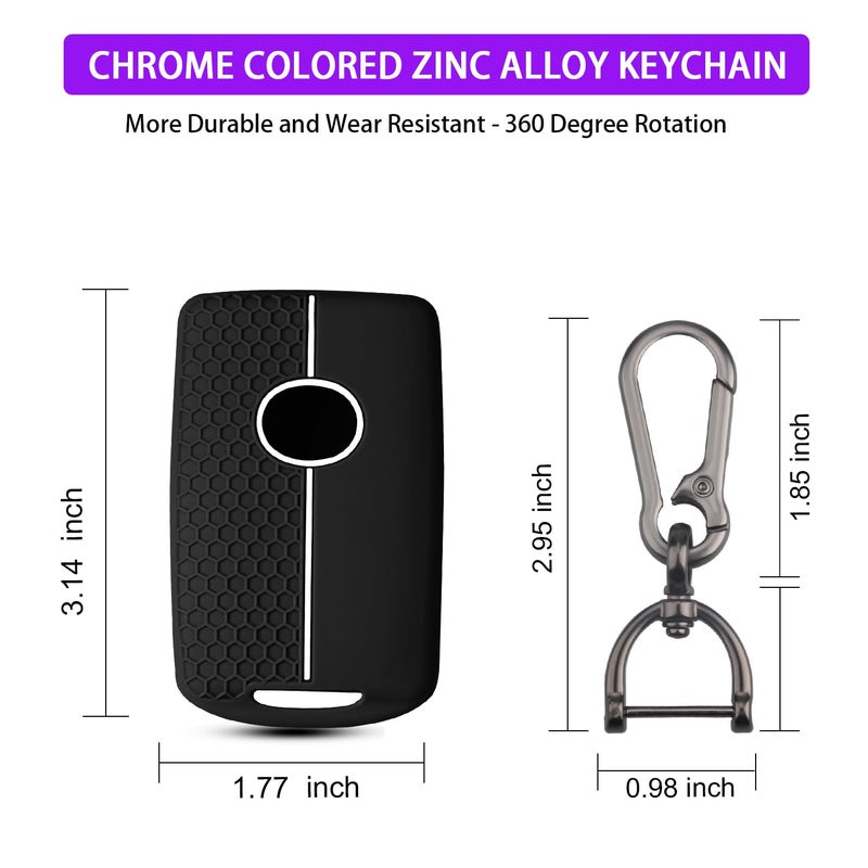 QBUC 2PCS for Mazda Silicone Rubber Key Fob Cover, Key Case with Keychain for 2019-2025 for Mazda 3 6 Cx-5 Cx-50 Cx-30 Cx-9 Smart Key Replacement Protector Car Accessories(4 Buttons) - Image 4