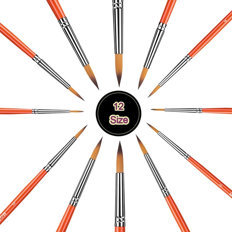 MODOLATA Watercolor Paint Brushes Set - 12Pcs Round Pointed Painting Brush for Acrylic, Gouache, Oil, Artist, Miniature, Model - Short Handle - Image 3