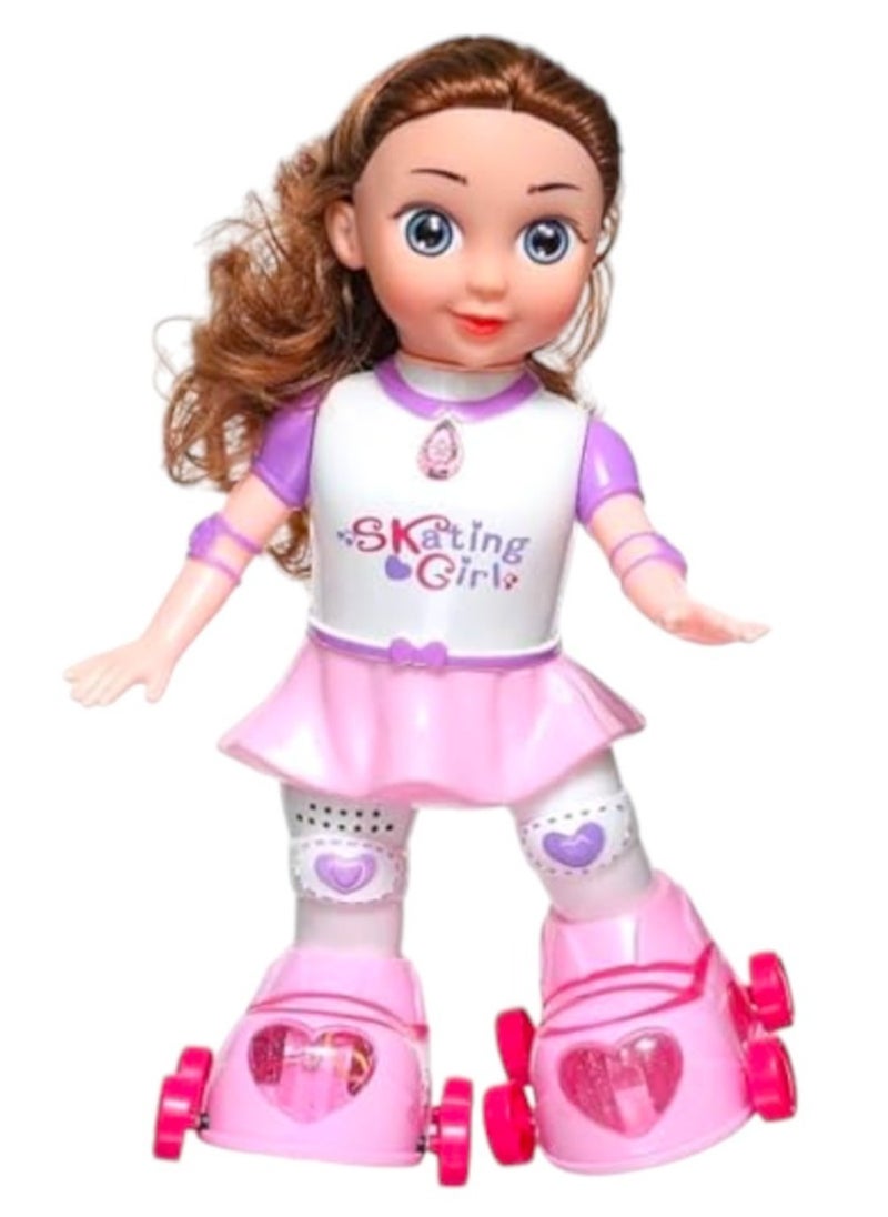 Toy Box - Battery Operated Skating Doll Magical Cute Pink Doll with Skating Shoes Dancing Toy with Light and Music - Image 1