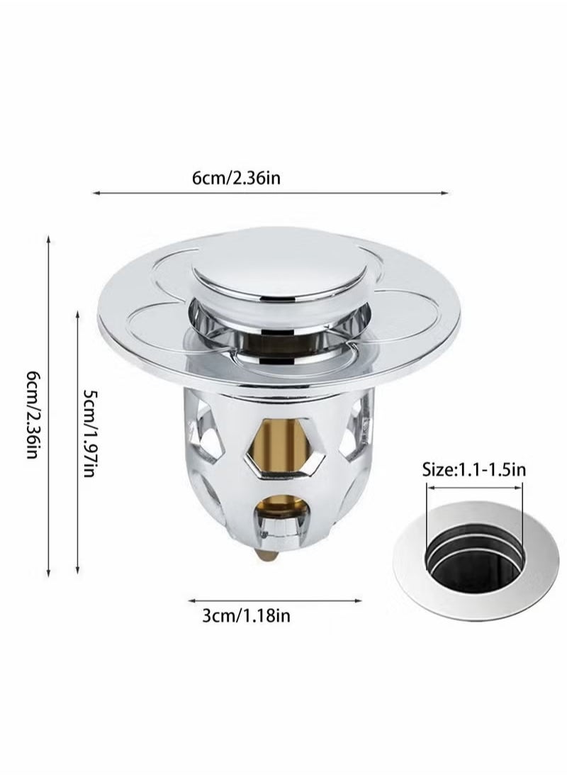 Generic Pop Up Sink Plug, Universal Bathroom Sink Stopper, Bathroom Sink Plug Pop-up Drain Filter for 1.2-1.5 Inch Basin Sink Stopper, Replacement Drain Plug for Bathroom Basin Sink Kitchen Bidets  - Image 2