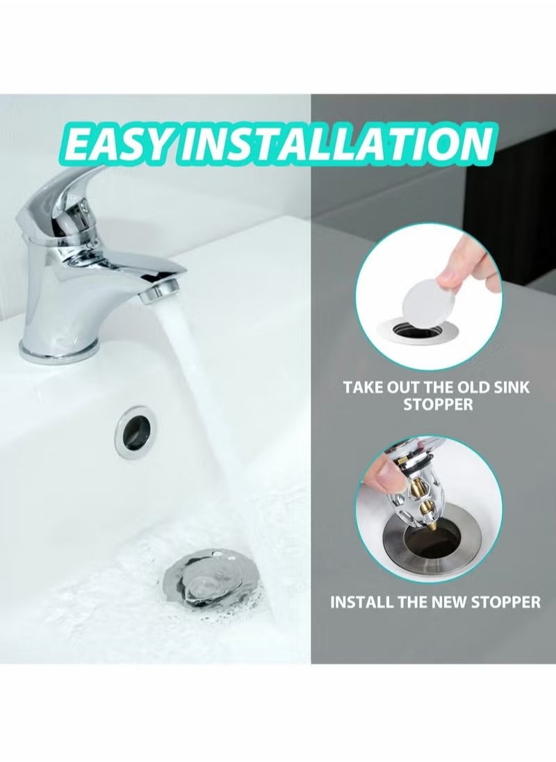 Generic Pop Up Sink Plug, Universal Bathroom Sink Stopper, Bathroom Sink Plug Pop-up Drain Filter for 1.2-1.5 Inch Basin Sink Stopper, Replacement Drain Plug for Bathroom Basin Sink Kitchen Bidets  - Image 5