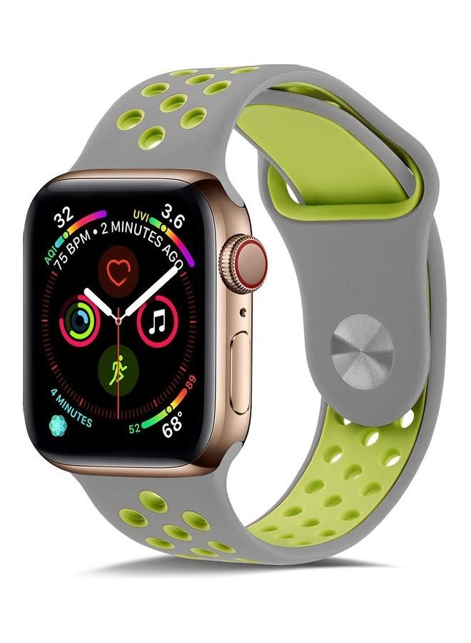 NIBEMINENT Replacement Band For Apple Watch 42/44 mm Grey/Green  - Image 1