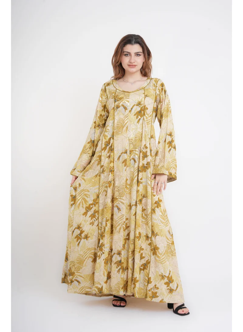 IKKXA Floral Elegance Modern Jalabiya IN105 Green