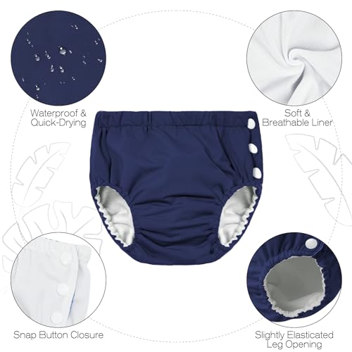 Durio Reusable Swim Diapers Washable Baby Swim Diaper Unisex Infant Toddler Swimming Diapers A White 2-3T - Image 4