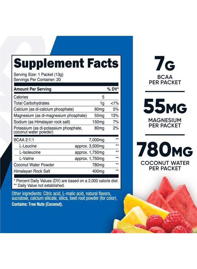 Nutricost BCAA+ Hydration Fruit Punch Flavor (20 Stickpacks) - Branched Chain Amino Acids with Hydration Complex - Gluten-Free, Non-GMO - Image 2