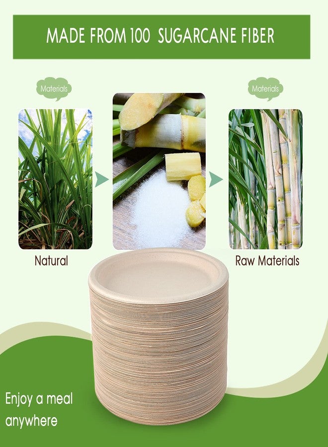 Vplus 150 Pack Compostable Disposable Paper Plates 10 inch Super Strong 100% Bagasse Natural Biodegradable Eco-Friendly Sugarcane Plates(nature) - Image 5