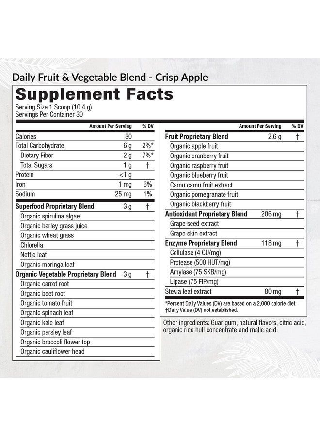 Equilife - Daily Fruit & Vegetable Blend, Fruits and Vegetables Supplements, Vitamin C, 9 Essential Amino Acids, Promotes Energy, Low-Sugar, Easy-to-Use, Vegan, Non-GMO (Crisp Apple, 30 Servings Tub) - Image 2