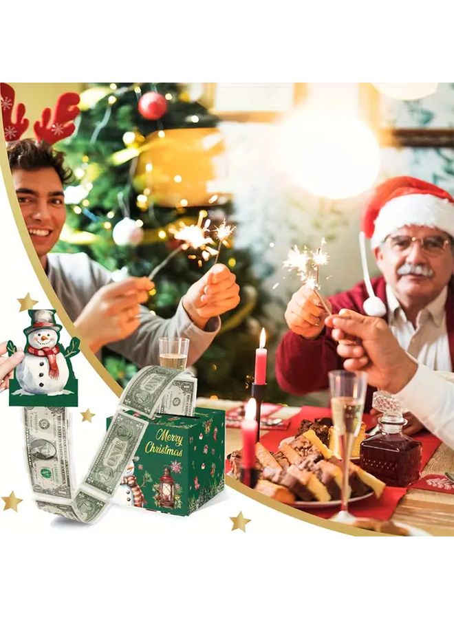 صندوق هدايا سحب المال السعيد احتفالي عيد الميلاد سحب محظوظ صندوق تخزين نقدي لحفلة العطلة - Image 4