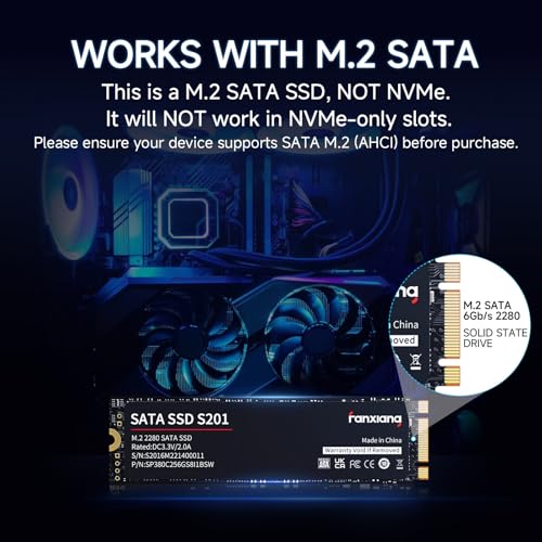 fanxiang S201 256GB M.2 SATA SSD 2280 SATA III 6Gb/s Internal Solid State Drive, SLC Cache for Speed Boost, Read Speed up to 550MB/sec, 3D NAND TLC, Compatible with Laptop and PC Desktops(Black) - Image 2