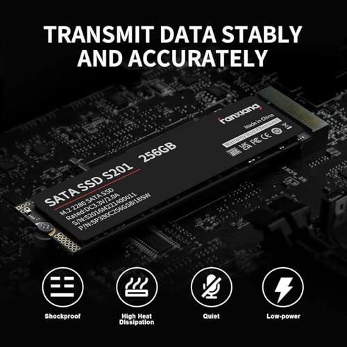 fanxiang S201 256GB M.2 SATA SSD 2280 SATA III 6Gb/s Internal Solid State Drive, SLC Cache for Speed Boost, Read Speed up to 550MB/sec, 3D NAND TLC, Compatible with Laptop and PC Desktops(Black) - Image 4