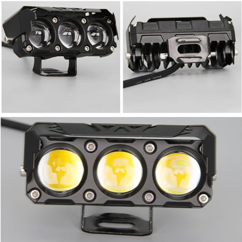 Autozap 3 Lens LED Fog Light Mini Driving DRL Spotlight Premium Metal Body for Universal Bikes/Cars White & Yellow (Pack of 1) - Image 5
