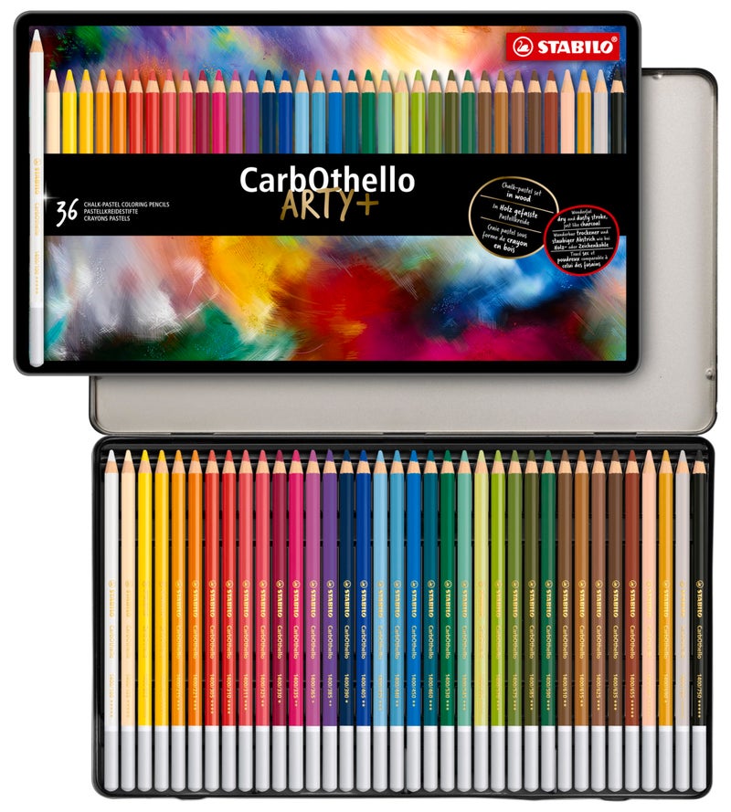 STABILO Chalk-Pastel Artist Colored Pencil CarbOthello ARTY, Tin Set of 36, Watercolor Effects, Sketching, Drawing, Coloring - Image 1