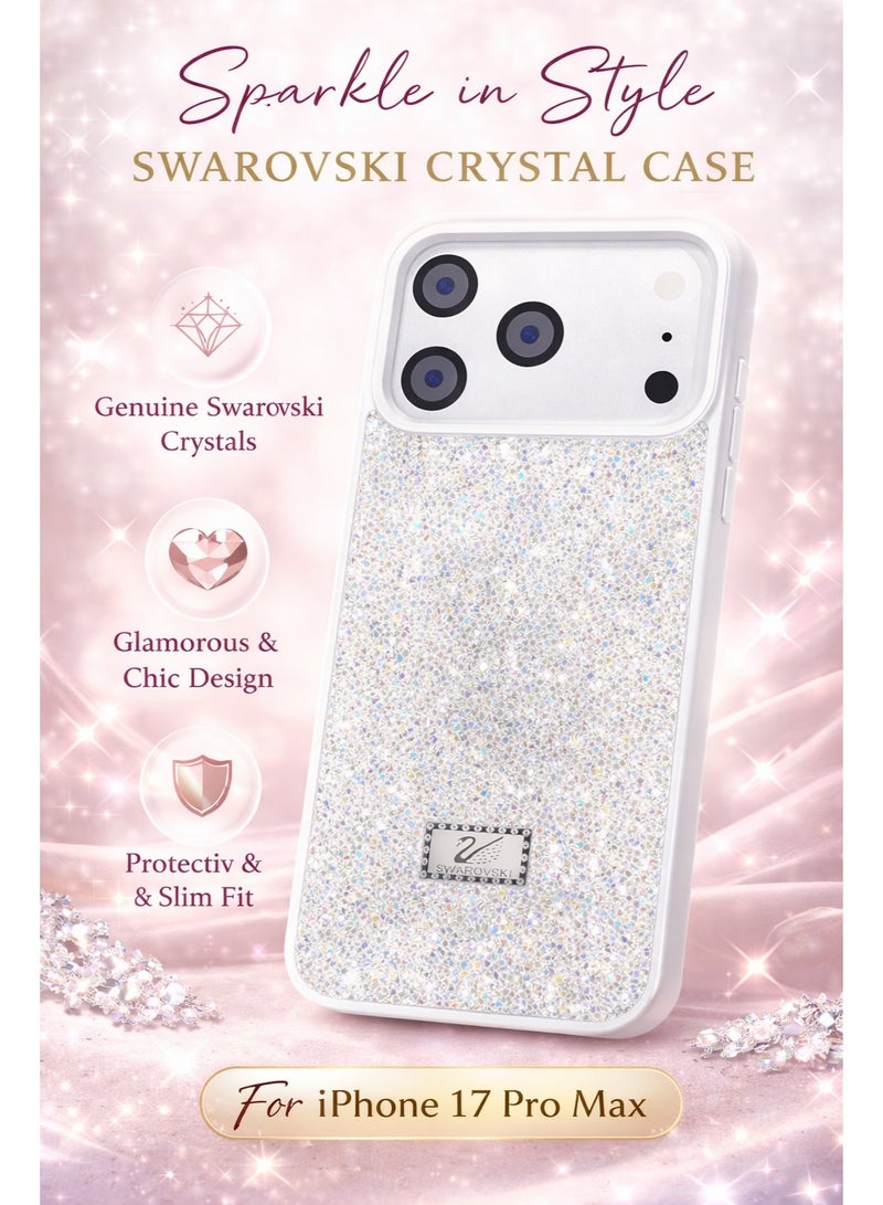 VR CREATIVE Luxury Glitter Diamond Phone Case for Apple iPhone 17 Pro Max Sparkling Rhinestone Bling Protective Cover - White - Image 3