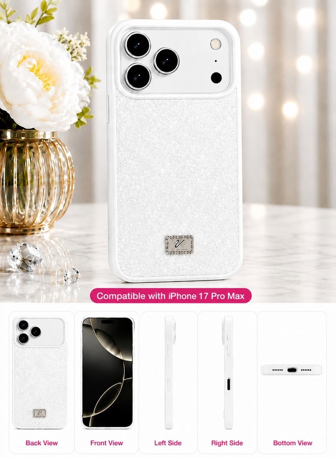 VR CREATIVE Luxury Sparkling Crystal Rhinestone Protective Phone Case Cover for Apple iPhone 17 Pro Max – White - Image 2