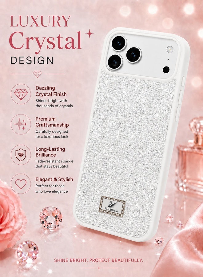 VR CREATIVE Luxury Sparkling Crystal Rhinestone Protective Phone Case Cover for Apple iPhone 17 Pro Max – White - Image 3
