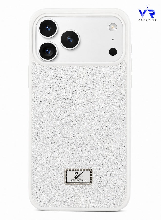 VR CREATIVE Luxury Sparkling Crystal Rhinestone Protective Phone Case Cover for Apple iPhone 17 Pro Max – White - Image 1