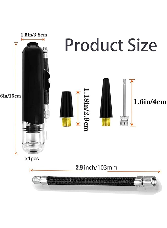 erorex 2Pcs Portable Air Pump Ball Pump Inflator Kit With Needle Nozzle Extension Hose For Basketballs Rugby Balls Swimming Laps Bicycle Tyres Black And Red - Image 2