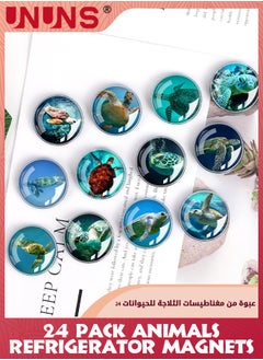 UNUNS Glass Strong Animals Refrigerator Magnets,24 Pcs Decorative Magnets For Fridge Lovely Decor For Home Kitchen Office Whiteboard (Turtle Refrigerator Magnet)  - Image 5