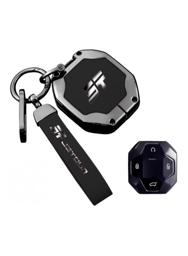  تي ار اكس اوتو غطاء مفتاح TRX AUTO مع سلسلة مفاتيح جلدية لسيارة Jetour T2 (موديلات 2021-2025) | حافظة مفاتيح سيارة واقية | غطاء مفتاح من جلد البولي يوريثان | حامل مفتاح ذكي لسيارة Jetour | ملحقات Jetour T2 - Image 1