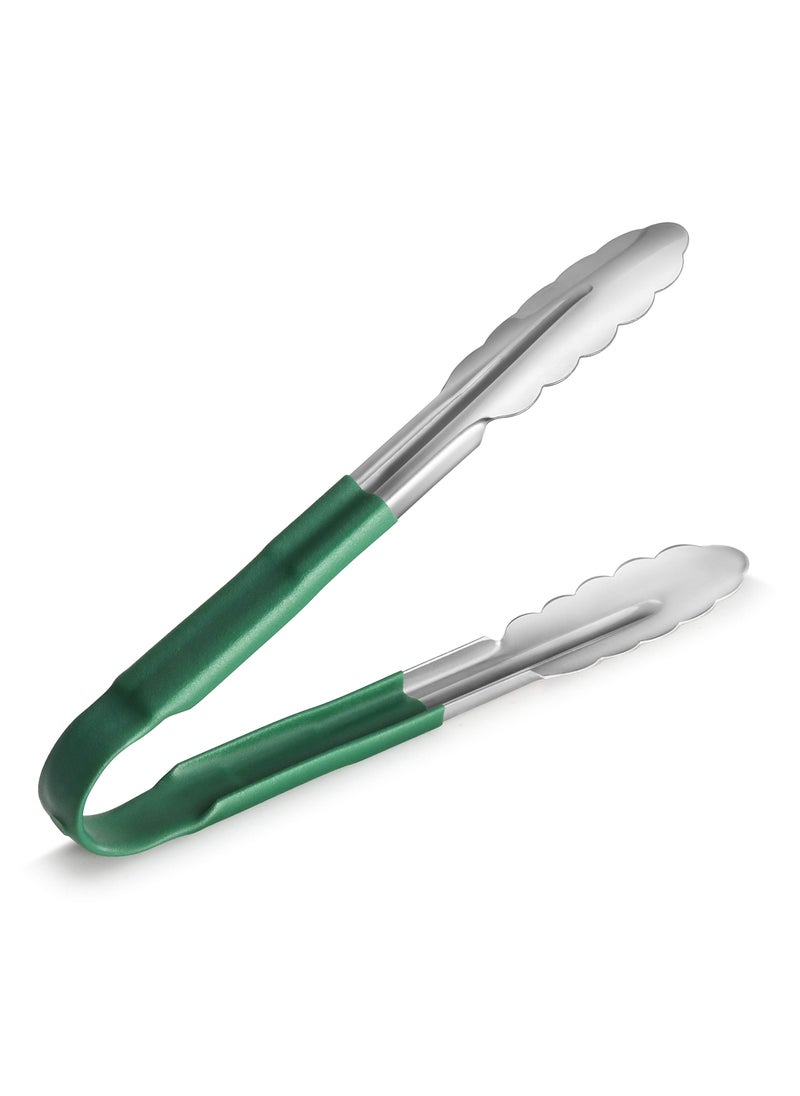 New Star Foodservice New Star Foodservice 35865 9Inch Utility Spring Tongs Stainless Steel Vinyl Coated Set of 12 Green 