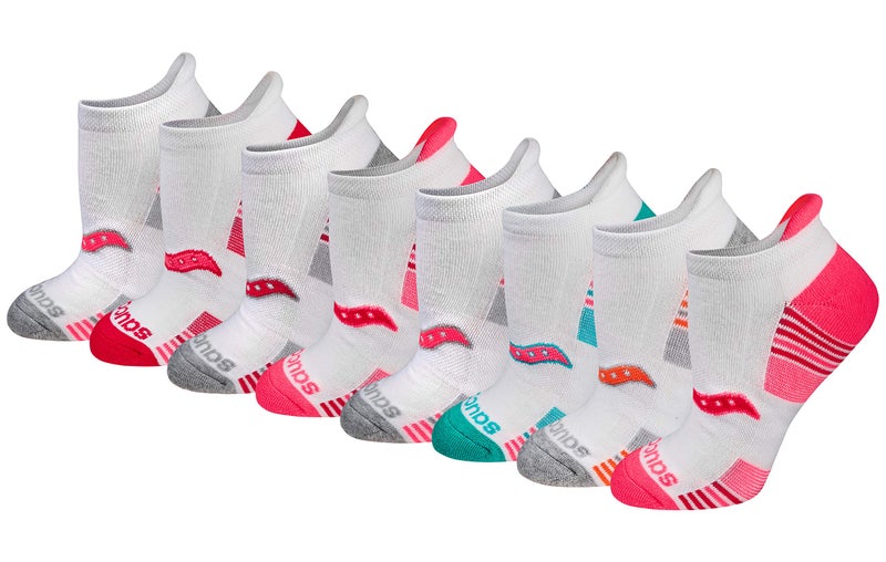 Saucony Women's RunDry Performance 8, 16 Pairs Heel Tab Athletic Socks, S-L, White Assorted (8 Pairs), Large - Image 1