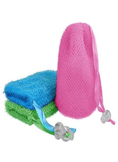 Linkidea 3 Pcs Soap Bag, Exfoliating Soap Saver Pouch, Exfoliator Sponge Soap Pocket Drawstring Bags, Body Scrubber For Bath Shower (Three Random Color)  - Image 1