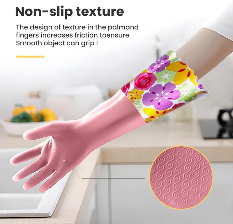 KAQ 3 Pairs Reusable Rubber Gloves for Dishwashing Cleaning Bleaching, Dish Washing Gloves with Cotton Liner - Image 5