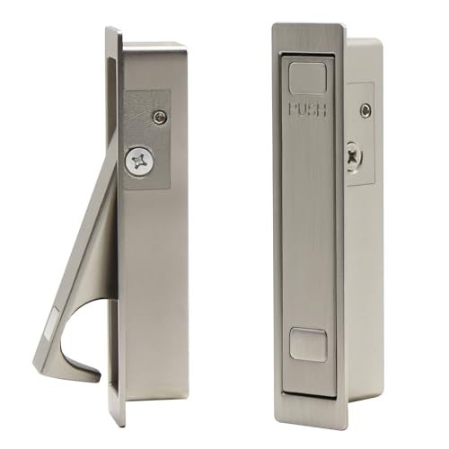 Dontay Pocket Door Pull Handle Press Finger Edge Pull Push Flush Mount Doors Pull for Pocket Sliding Doors Recessed Rectangular Bypass Door Hardware Cabinet Pull2 Brushed Nickel - Image 1