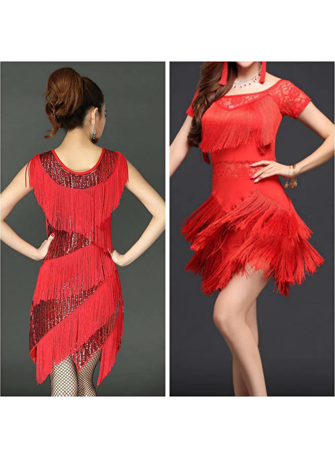 Red Fringe Trim Tassel Sewing Trim 6Inch Width 10 Yards Long for Clothes Accessories Latin Wedding Dress DIY Lamp Shade Decoration (Red)  - Image 5