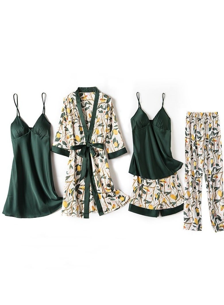 Nariele New Lce Silk Pajamas Five Piece Set