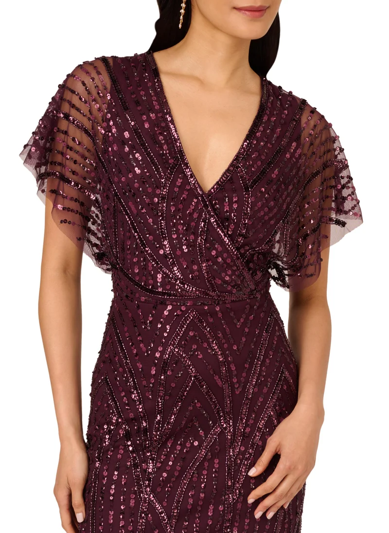 ادريانا بابيل Sequin Flutter Sleeve Dress
