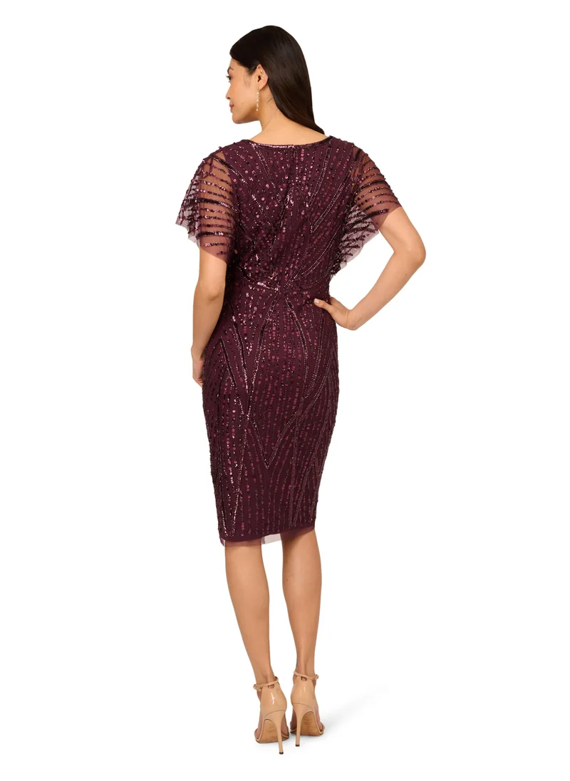 ادريانا بابيل Embellished Dolman Sleeve Midi Dress