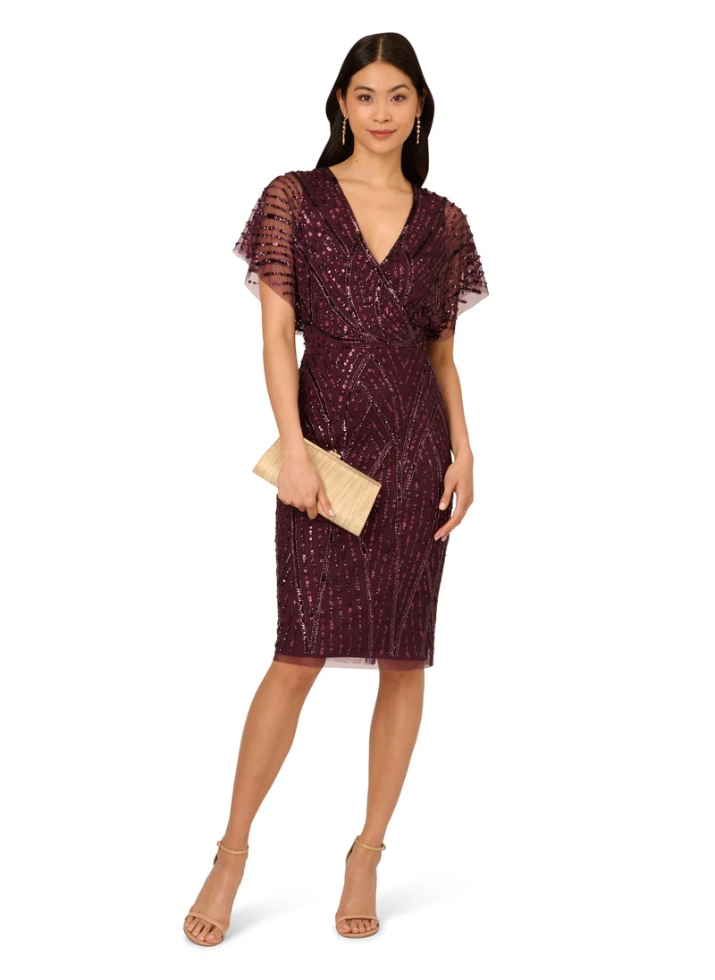 ادريانا بابيل Sequin Flutter Sleeve Dress