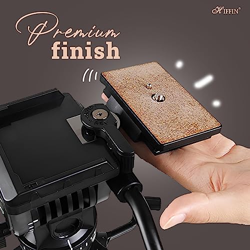 HIFFIN® Aluminum Tripod, Universal Lightweight Tripod with Carry Bag for All Smart Phones, Gopro, Cameras (Black) (880 Quick Release Plate) - Image 2