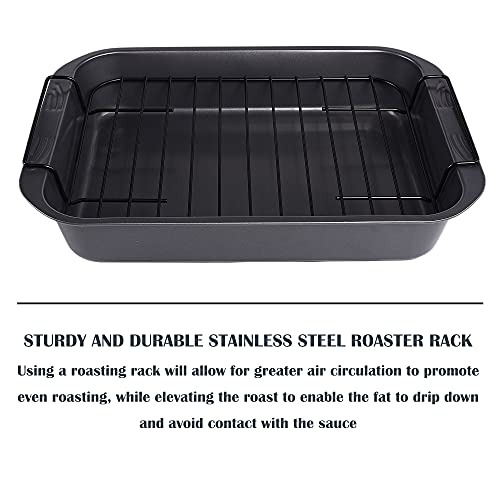 kitCom Bakeware Nonstick Roaster, Nonstick Roasting Pan with Rack, Great For Roast Chicken, Roasts And Turkeys - 15 Inch x 11 Inch (5.8 QT), Gray - Image 5