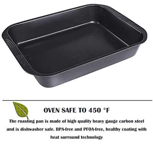 kitCom Bakeware Nonstick Roaster, Nonstick Roasting Pan with Rack, Great For Roast Chicken, Roasts And Turkeys - 15 Inch x 11 Inch (5.8 QT), Gray - Image 4